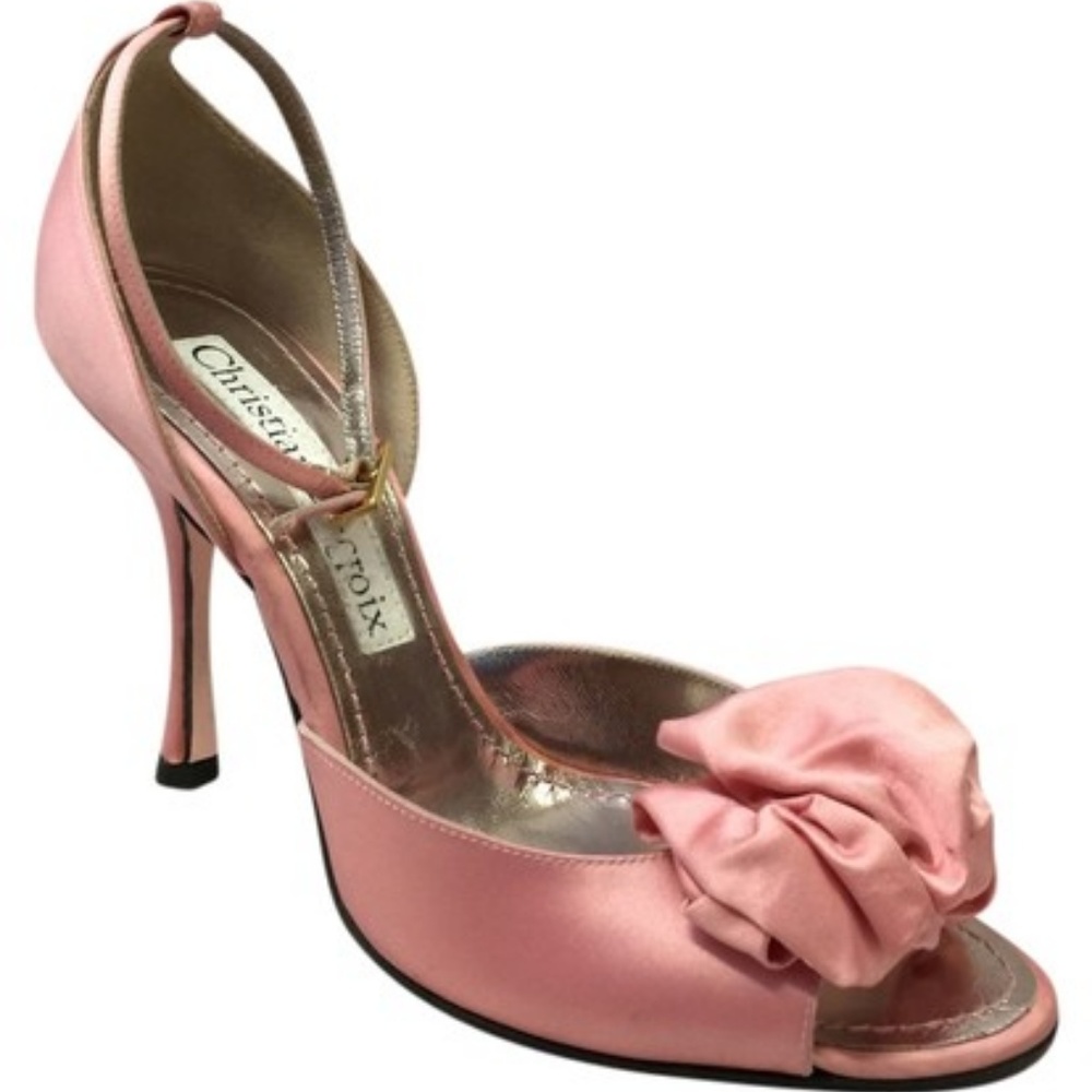 Christian Lacroix Pink Silk Open Toe Heels